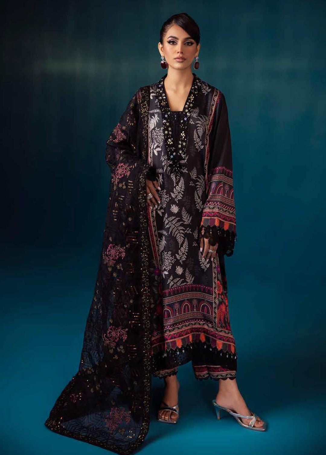 Secretoria By Nureh Embroidered Silk Suits Unstitched 3 Piece NU24SS S-11 Rio - Festive Collection