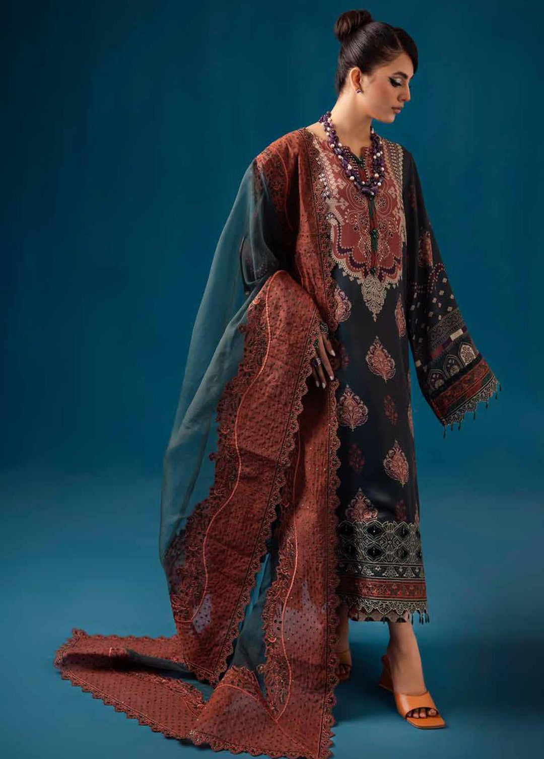 Secretoria By Nureh Embroidered Silk Suits Unstitched 3 Piece NU24SS S-12 Daphne - Festive Collection