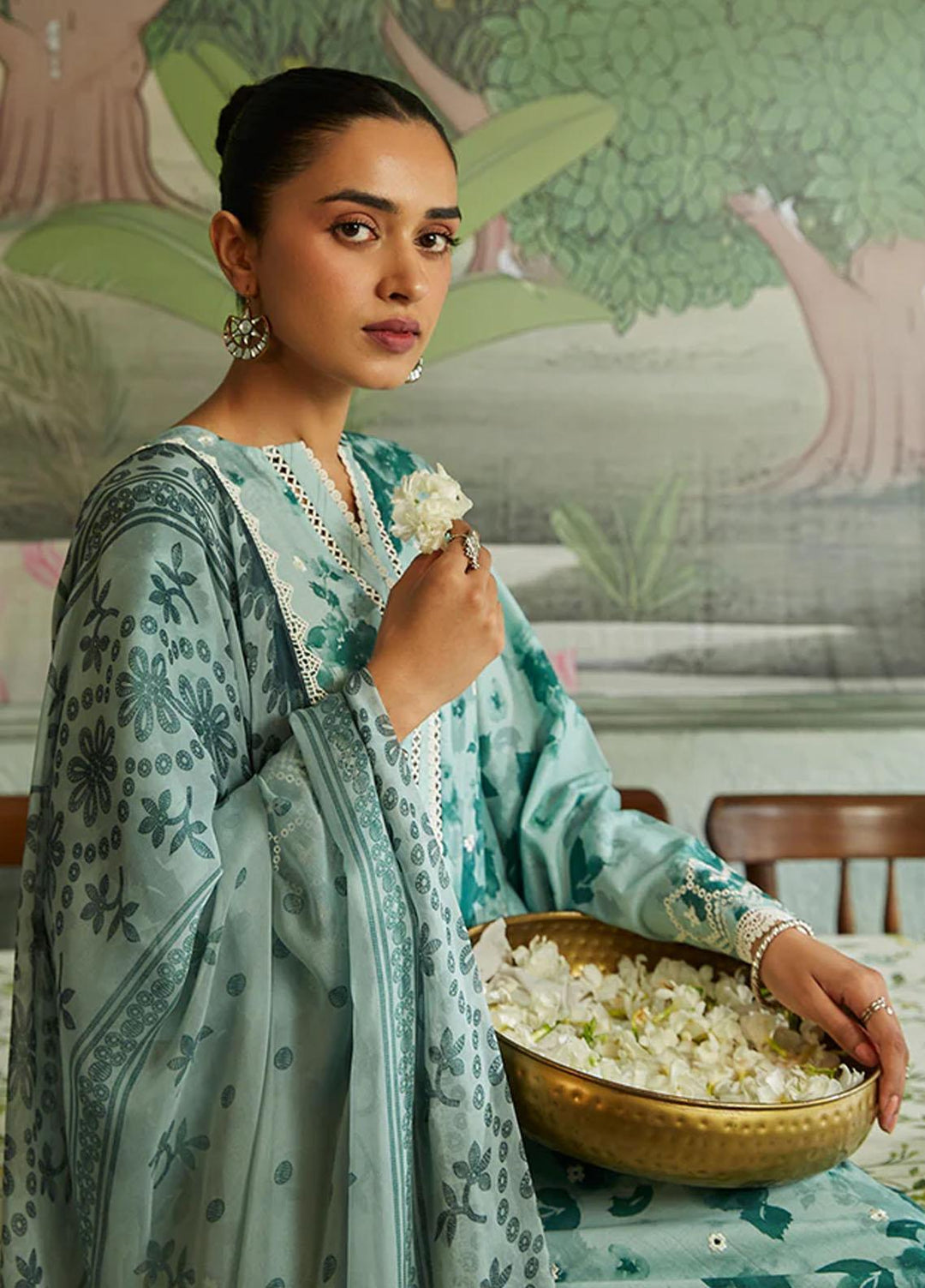 Seher By Cross Stitch Embroidered Cambric Suits Unstitched 3 Piece CS23SH D-01 Cendre Galore - Winter Collection