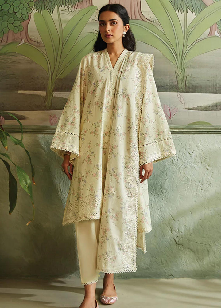 Seher By Cross Stitch Embroidered Cambric Suits Unstitched 3 Piece CS23SH D-02 Minty Mellow - Winter Collection