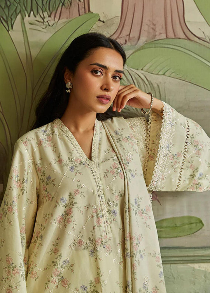 Seher By Cross Stitch Embroidered Cambric Suits Unstitched 3 Piece CS23SH D-02 Minty Mellow - Winter Collection