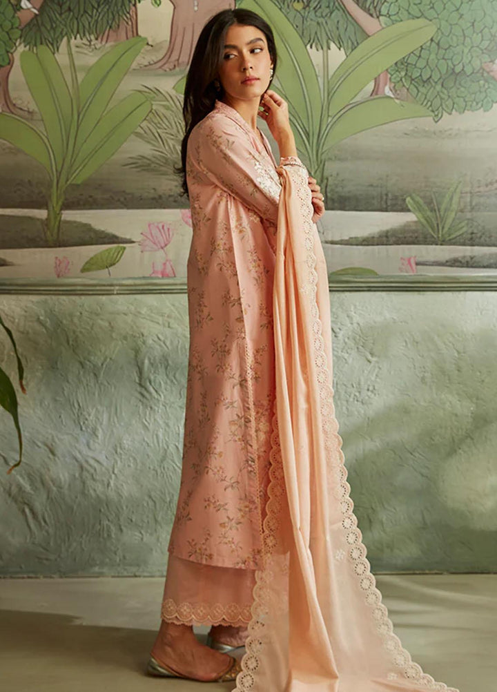 Seher By Cross Stitch Embroidered Cambric Suits Unstitched 3 Piece CS23SH D-03 Peach Amber - Winter Collection