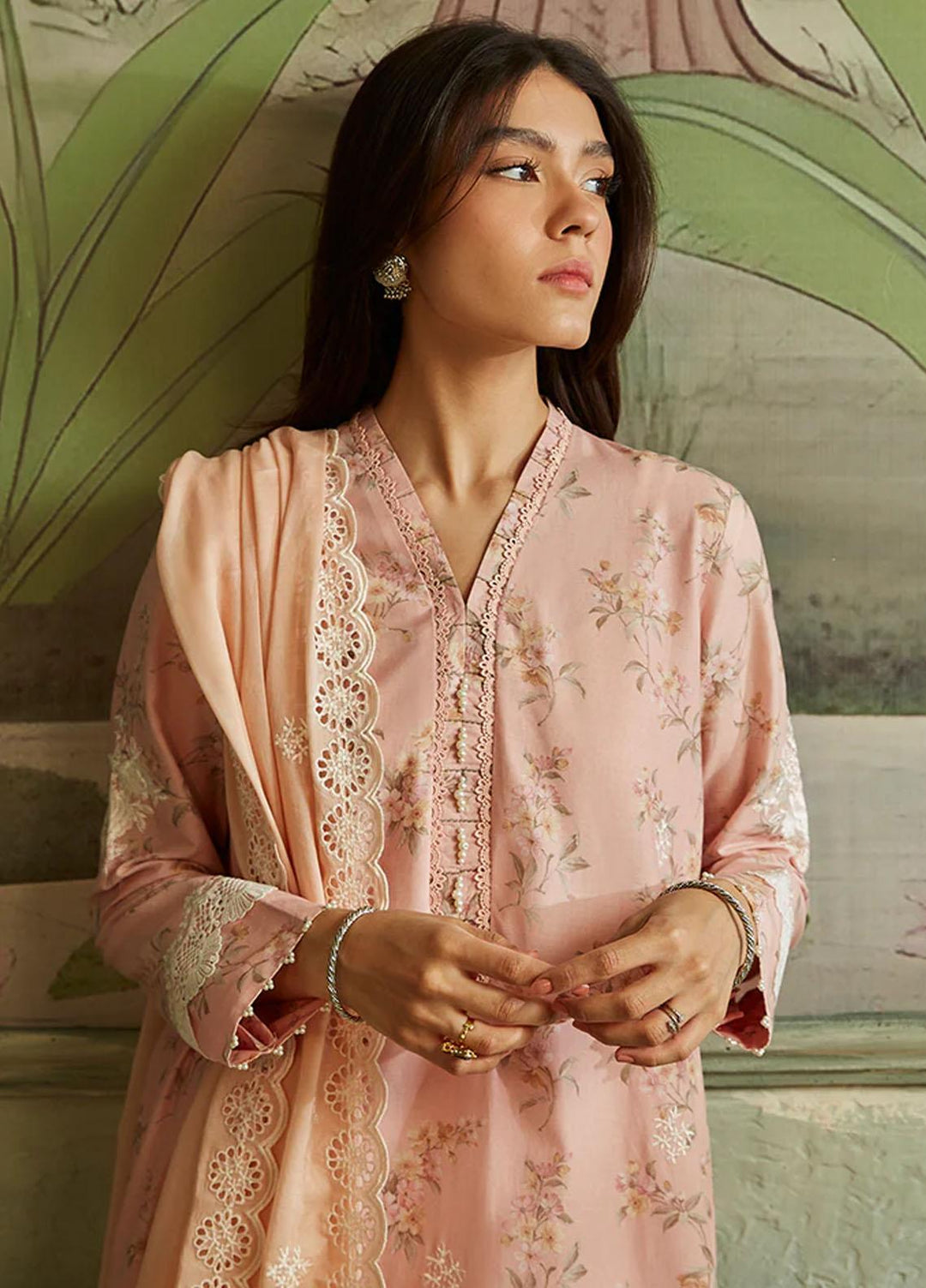 Seher By Cross Stitch Embroidered Cambric Suits Unstitched 3 Piece CS23SH D-03 Peach Amber - Winter Collection