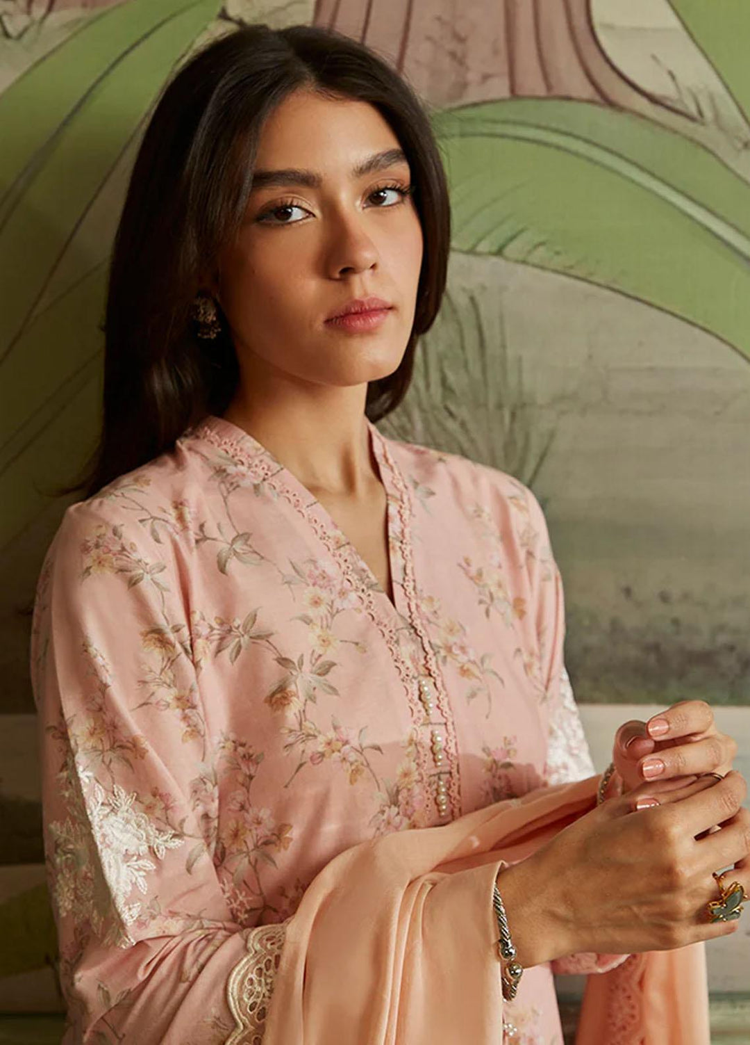 Seher By Cross Stitch Embroidered Cambric Suits Unstitched 3 Piece CS23SH D-03 Peach Amber - Winter Collection