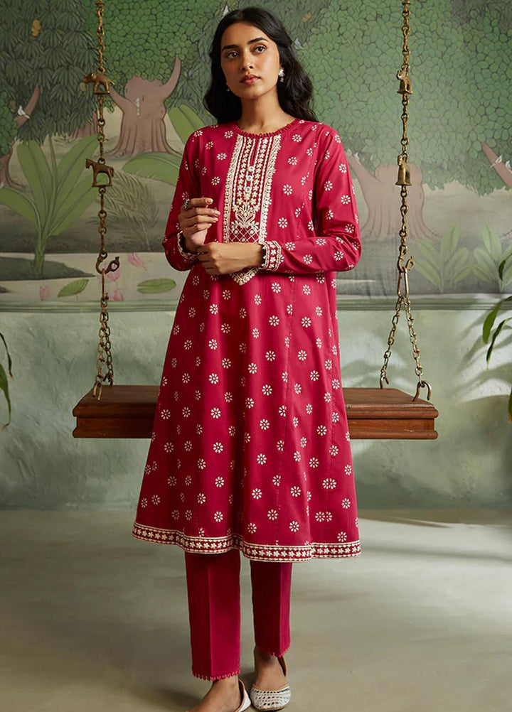 Seher By Cross Stitch Embroidered Cambric Suits Unstitched 2 Piece CS23SH D-05 Roseate Muse - Winter Collection