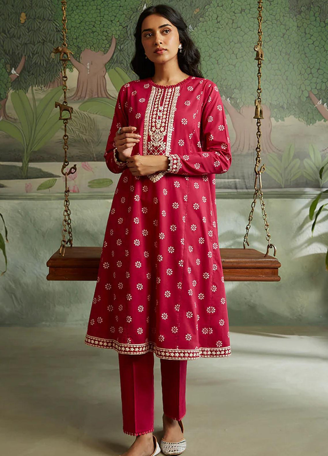 Seher By Cross Stitch Embroidered Cambric Suits Unstitched 2 Piece CS23SH D-05 Roseate Muse - Winter Collection