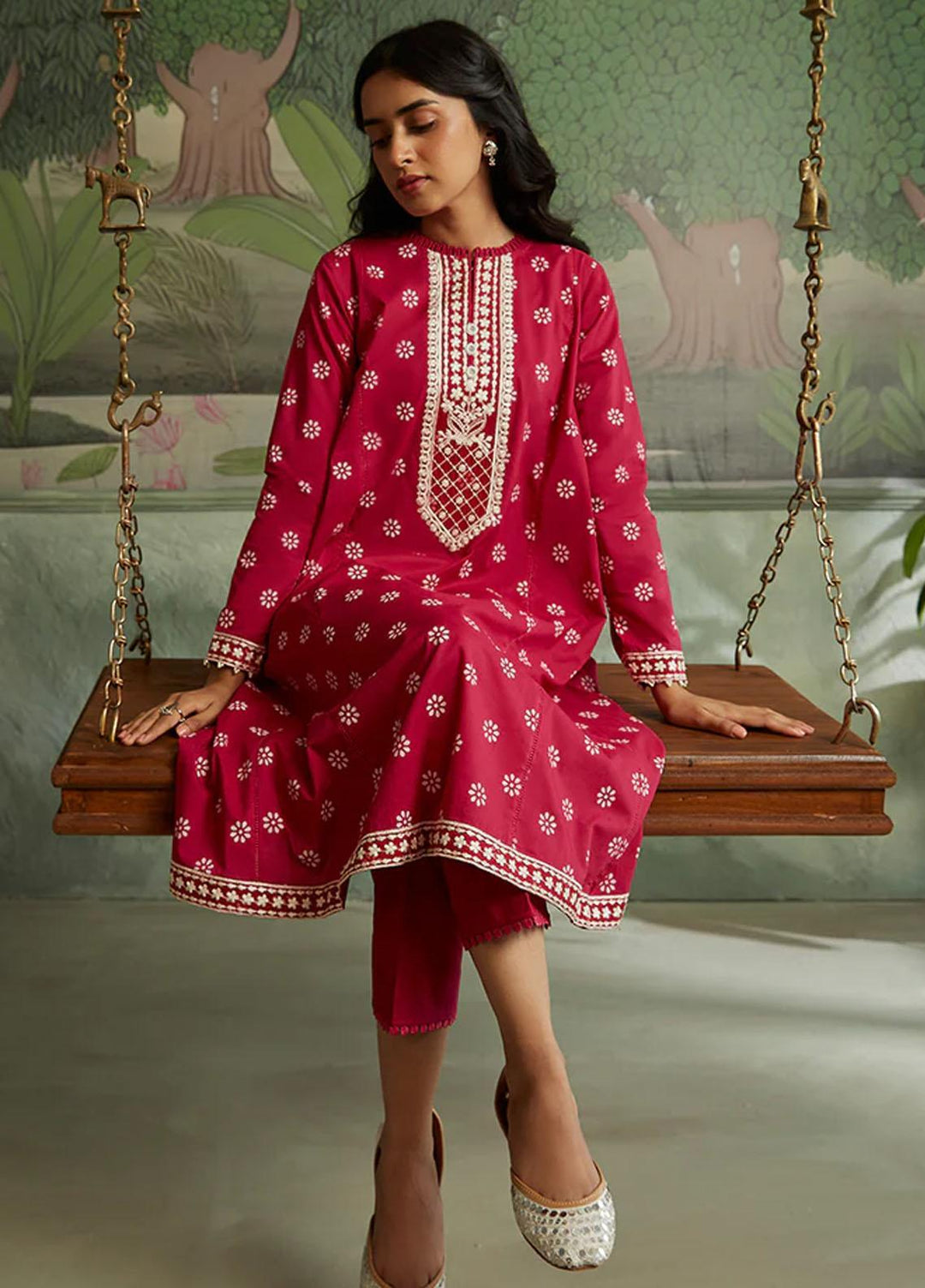 Seher By Cross Stitch Embroidered Cambric Suits Unstitched 2 Piece CS23SH D-05 Roseate Muse - Winter Collection