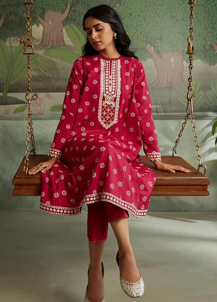 Seher By Cross Stitch Embroidered Cambric Suits Unstitched 2 Piece CS23SH D-05 Roseate Muse - Winter Collection