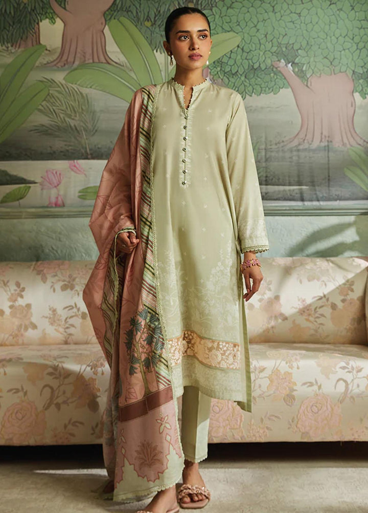 Seher By Cross Stitch Embroidered Cambric Suits Unstitched 3 Piece CS23SH D-06 Lush Grun - Winter Collection