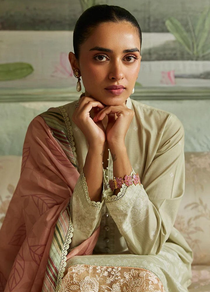 Seher By Cross Stitch Embroidered Cambric Suits Unstitched 3 Piece CS23SH D-06 Lush Grun - Winter Collection