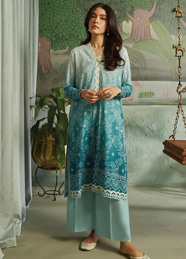 Seher By Cross Stitch Embroidered Cambric Suits Unstitched 2 Piece CS23SH D-07 Gradient Gleam - Winter Collection