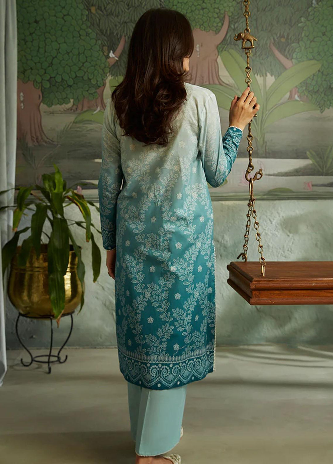 Seher By Cross Stitch Embroidered Cambric Suits Unstitched 2 Piece CS23SH D-07 Gradient Gleam - Winter Collection