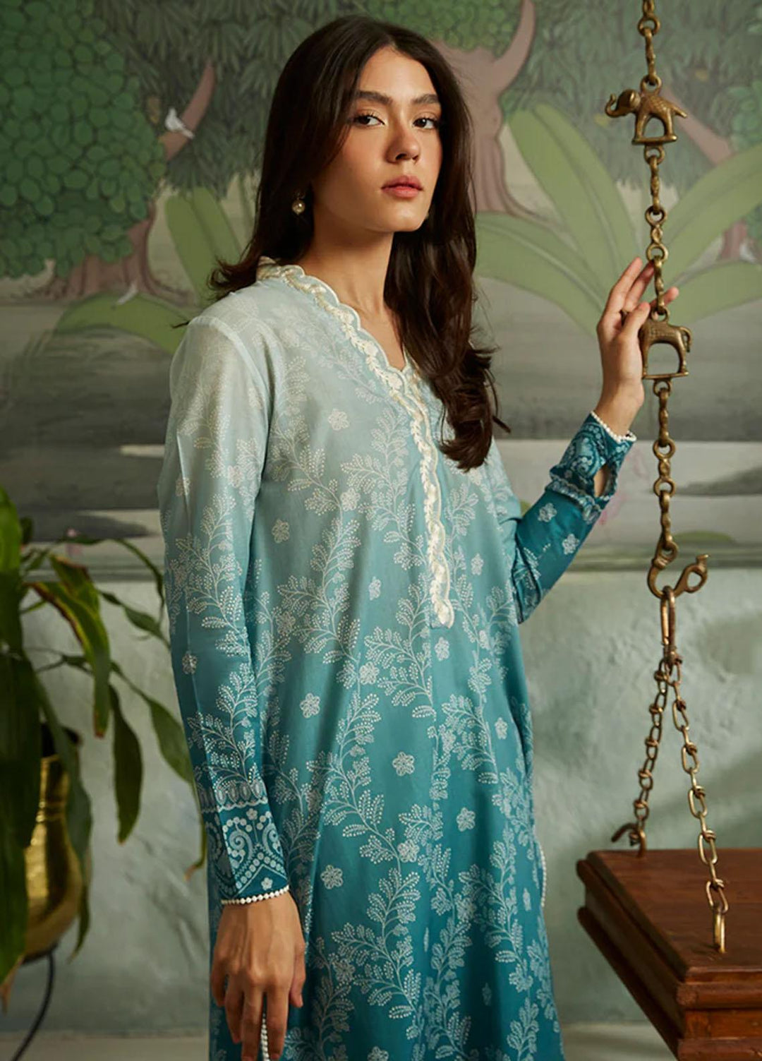 Seher By Cross Stitch Embroidered Cambric Suits Unstitched 2 Piece CS23SH D-07 Gradient Gleam - Winter Collection