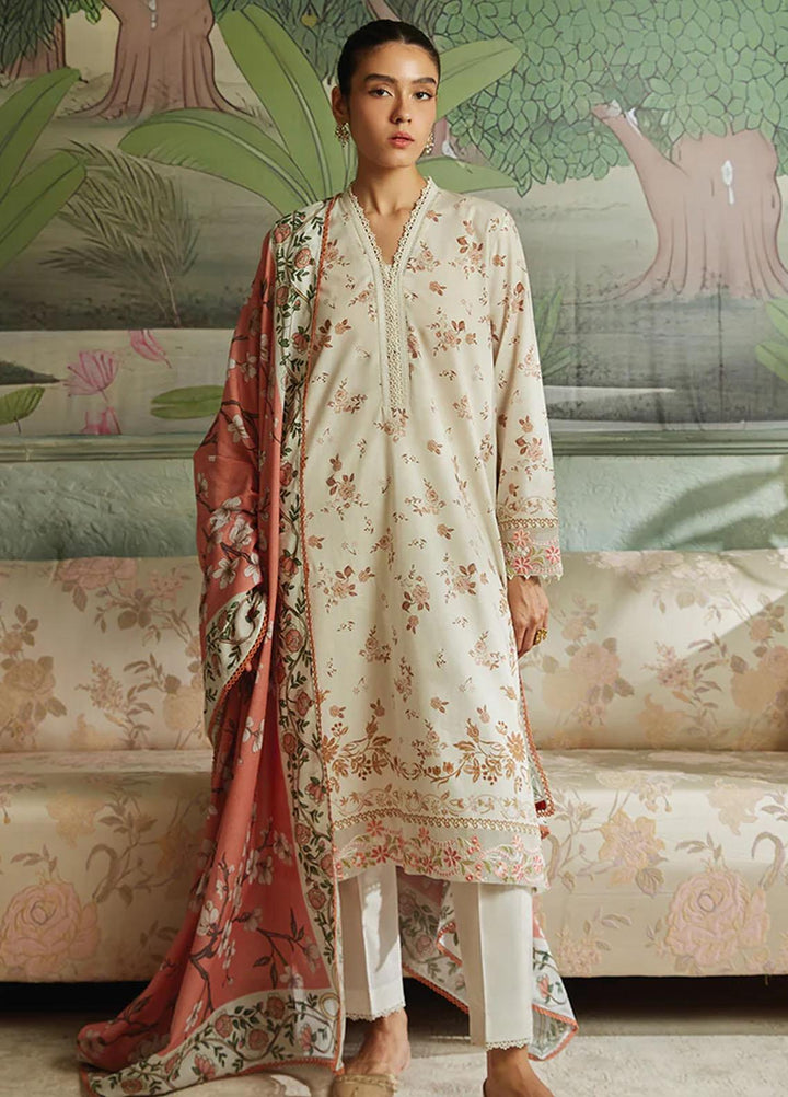 Seher By Cross Stitch Embroidered Cambric Suits Unstitched 3 Piece CS23SH D-09 Burnish Glint - Winter Collection