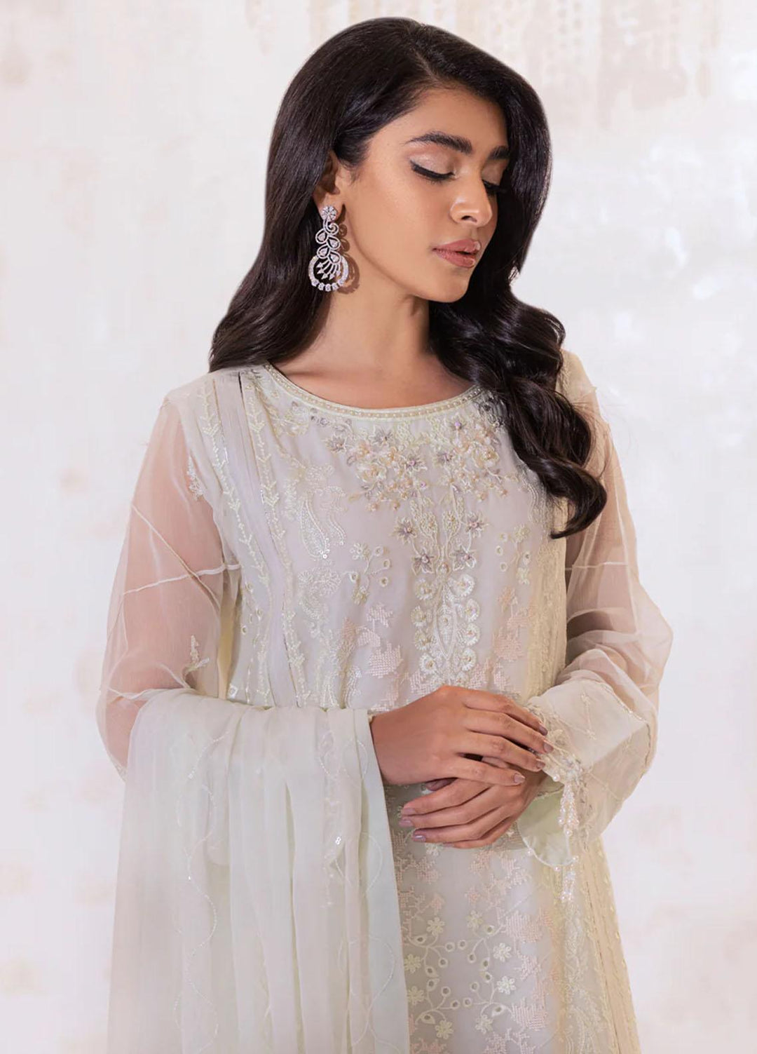 Seher By Shamooz Embroidered Chiffon Suits Unstitched 4 Piece SHM23SE SU-067 Mint Green - Formal Collection
