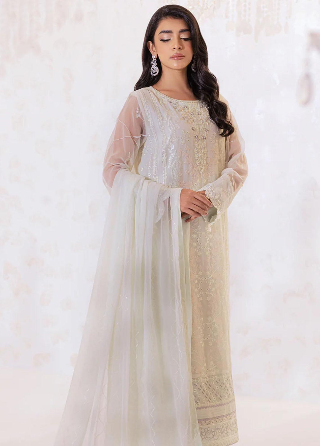 Seher By Shamooz Embroidered Chiffon Suits Unstitched 4 Piece SHM23SE SU-067 Mint Green - Formal Collection