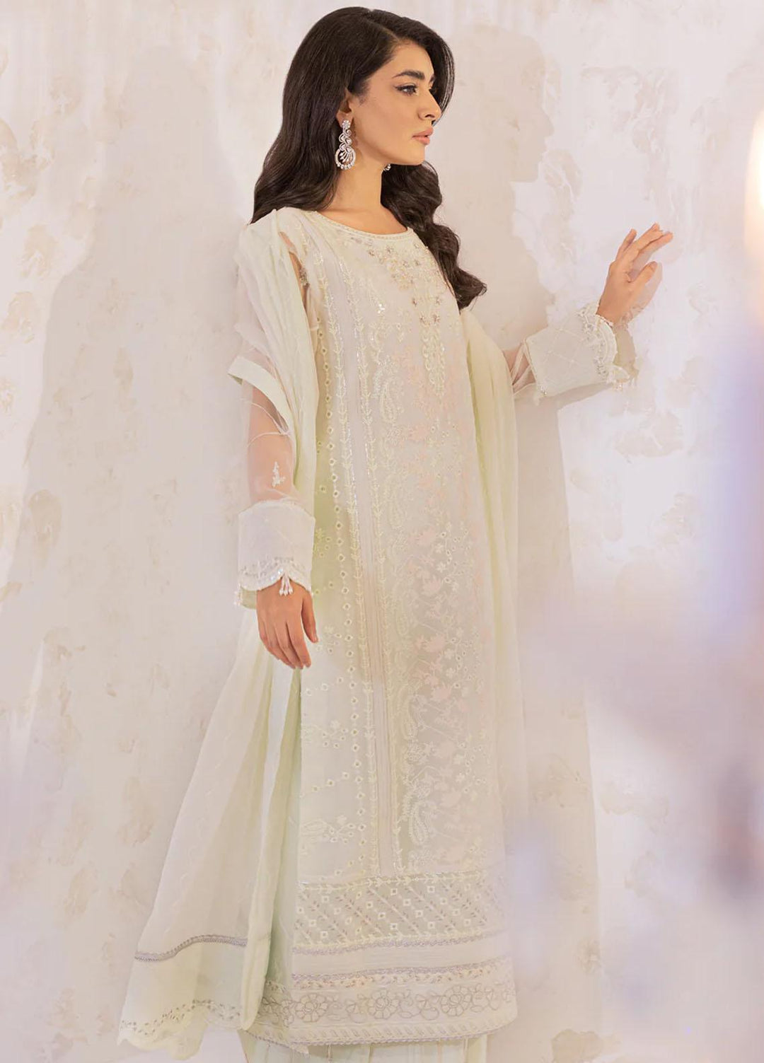 Seher By Shamooz Embroidered Chiffon Suits Unstitched 4 Piece SHM23SE SU-067 Mint Green - Formal Collection