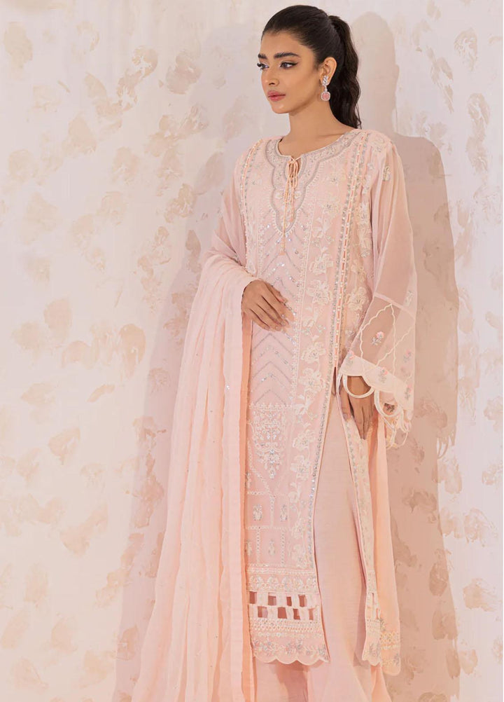 Seher By Shamooz Embroidered Chiffon Suits Unstitched 4 Piece SHM23SE SU-069 Pastel Pink - Formal Collection