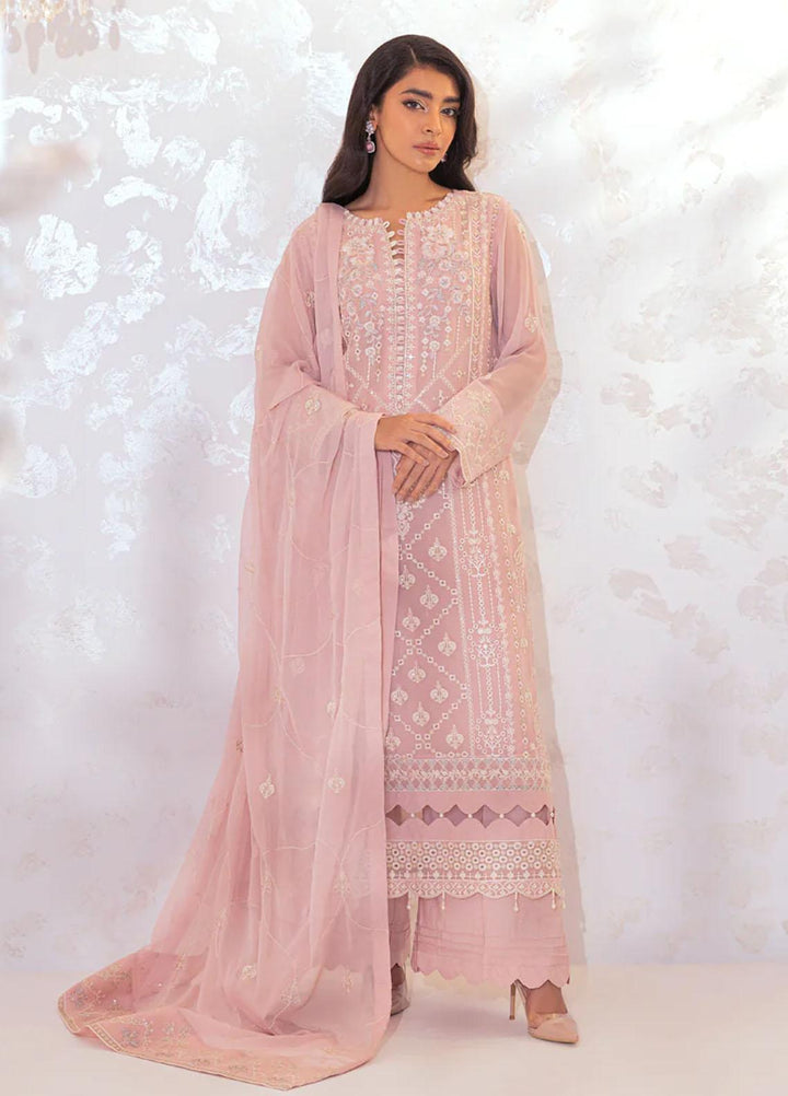 Seher By Shamooz Embroidered Chiffon Suits Unstitched 4 Piece SHM23SE SU-070 Tea Pink - Formal Collection