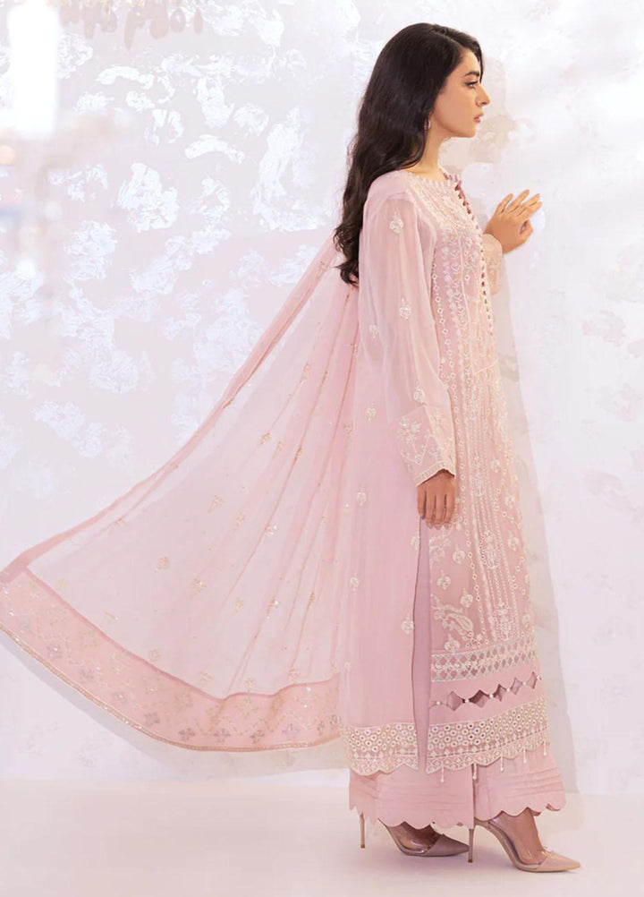 Seher By Shamooz Embroidered Chiffon Suits Unstitched 4 Piece SHM23SE SU-070 Tea Pink - Formal Collection