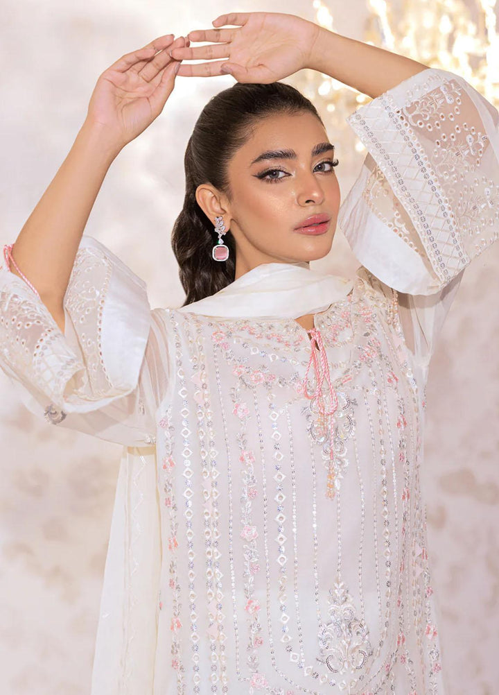 Seher By Shamooz Embroidered Chiffon Suits Unstitched 4 Piece SHM23SE SU-073 Ivory Hue - Formal Collection