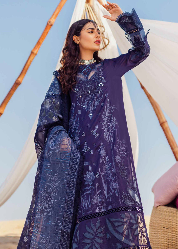 Sehra By Nureh Embroidered Lawn Suits Unstitched 3 Piece NU24SS Nile Blue NE-77 - Summer Collection