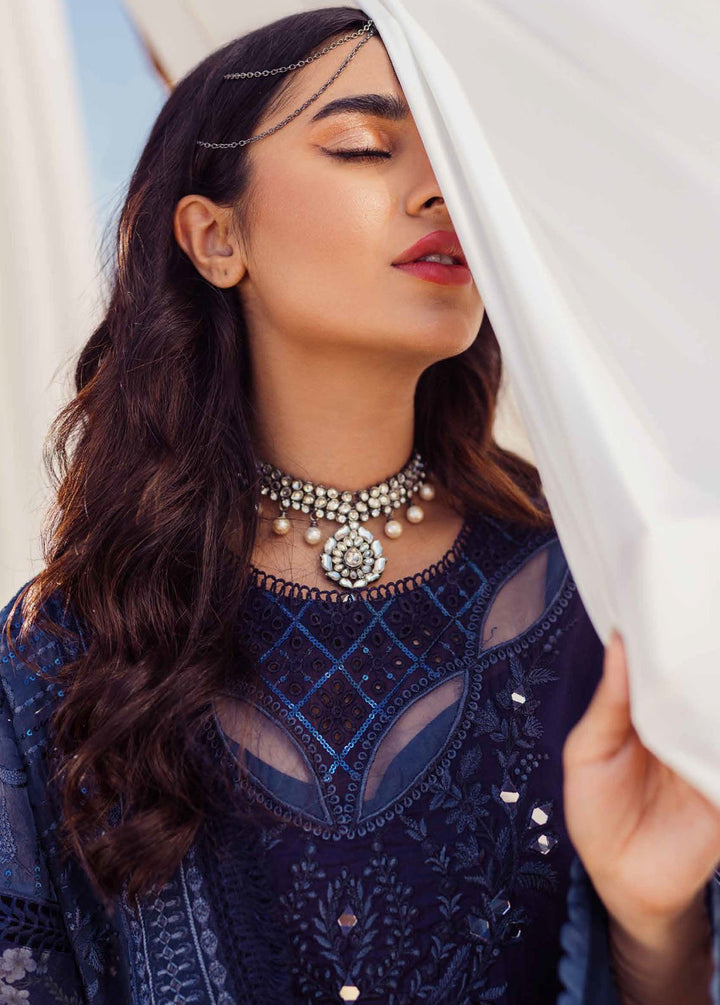 Sehra By Nureh Embroidered Lawn Suits Unstitched 3 Piece NU24SS Nile Blue NE-77 - Summer Collection