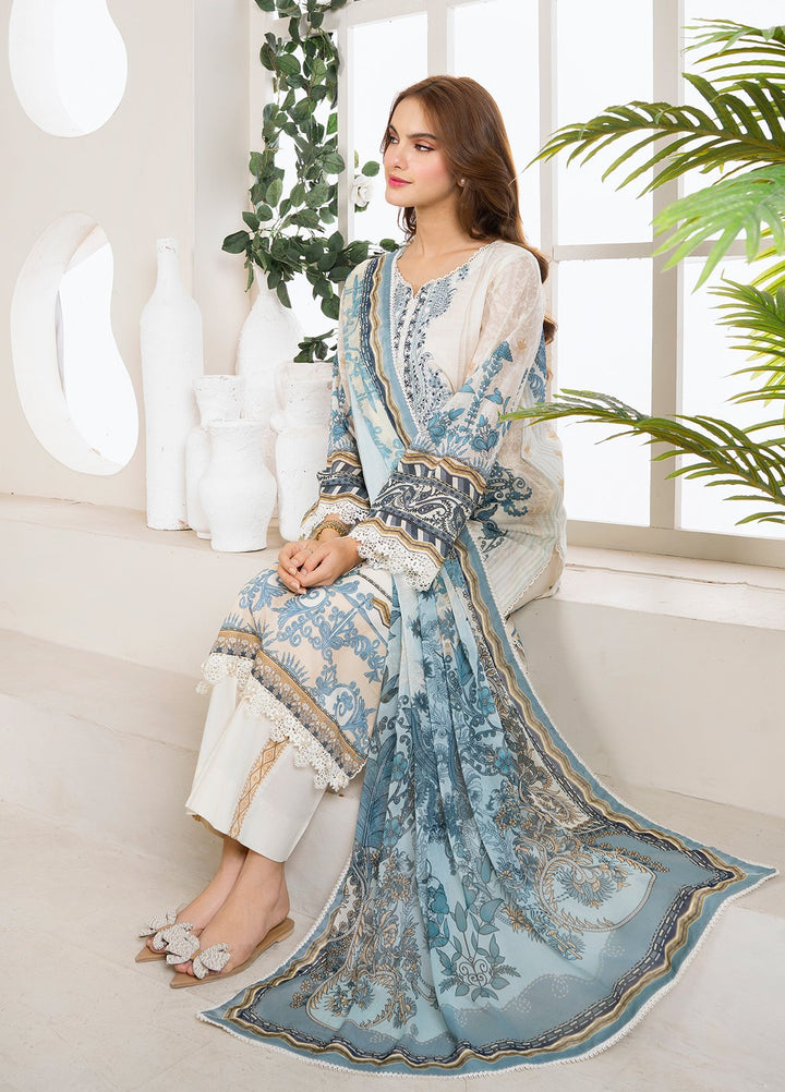 Selene by Meerak Pret Embroidered Slub Lawn 3 Piece Suit Clara