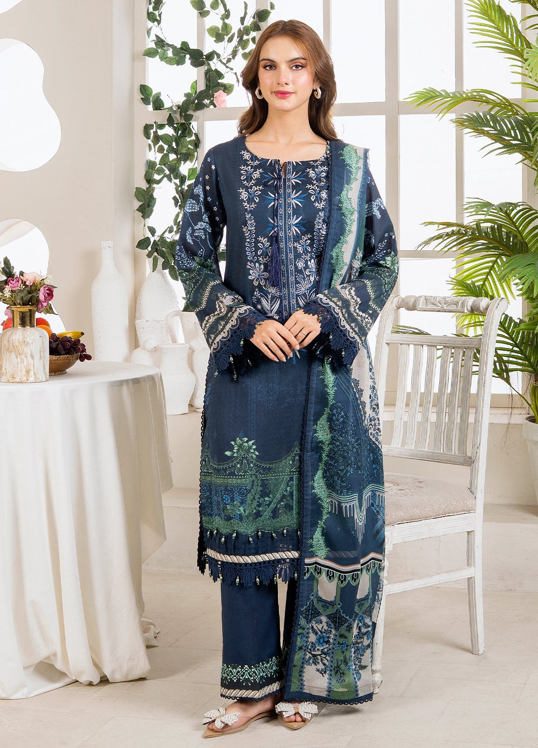 Selene by Meerak Pret Embroidered Slub Lawn 3 Piece Suit Eira