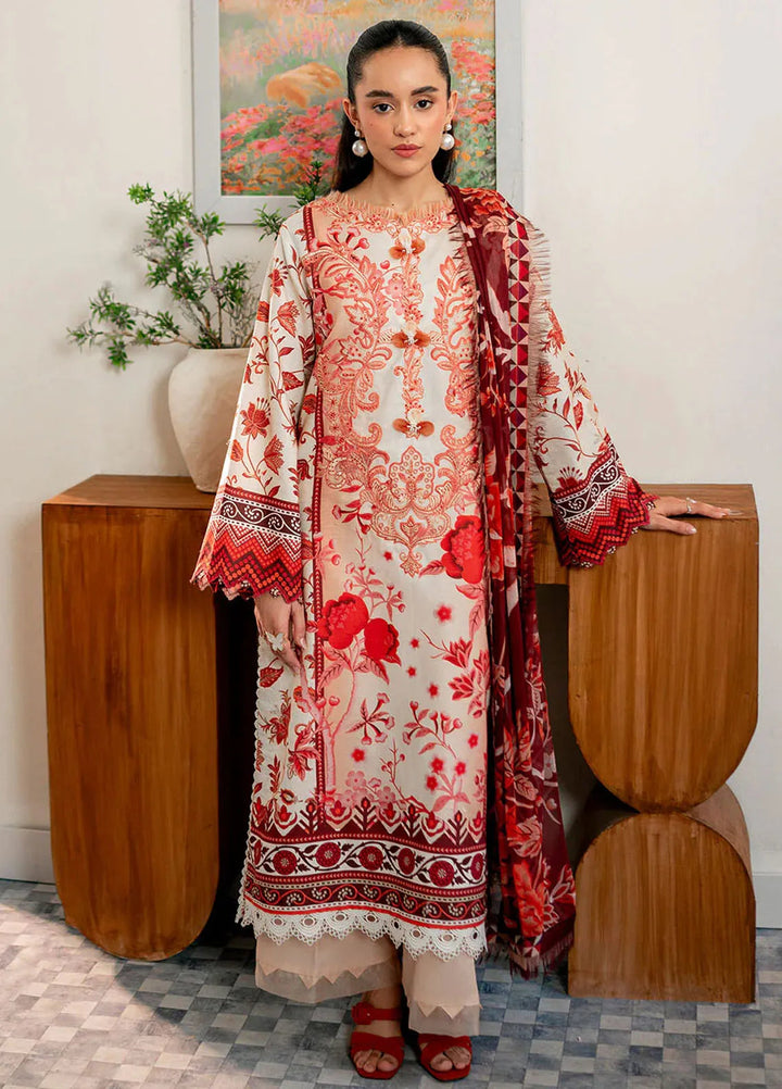 Selene By Roheenaz Embroidered Cambric Suit Unstitched 3 Piece RNZ24S RNP-03A Russet - Fall Collection