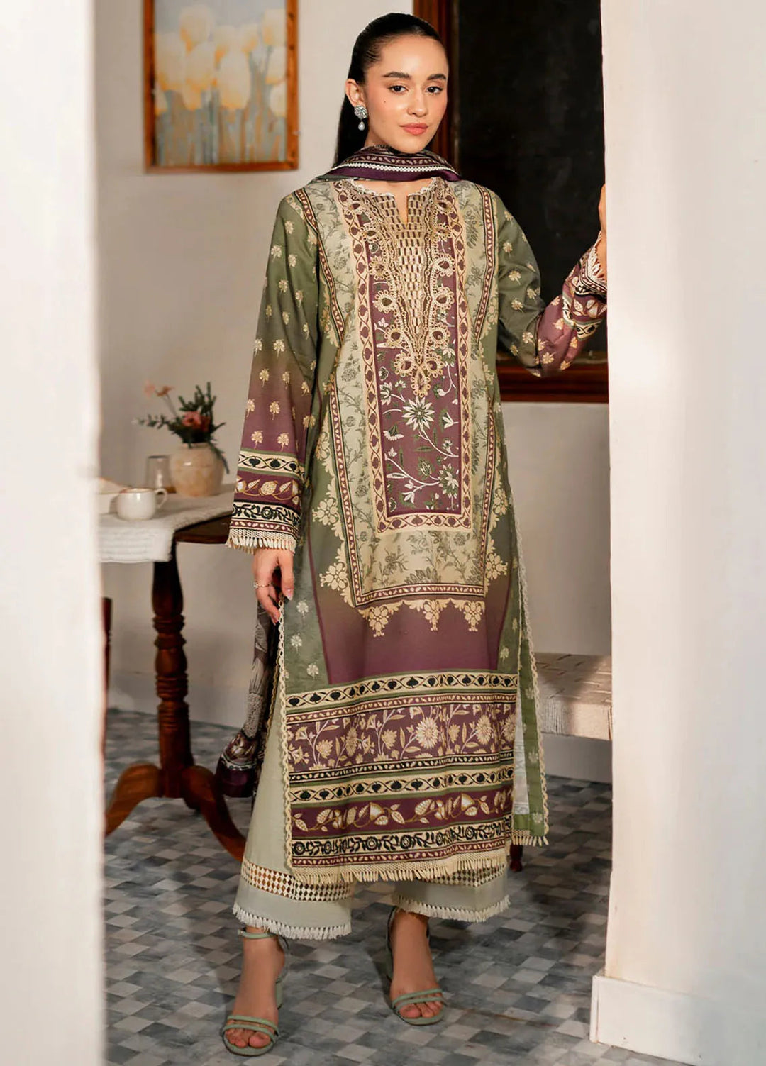 Selene By Roheenaz Embroidered Cambric Suit Unstitched 3 Piece RNZ24S RNP-04A Enola - Fall Collection