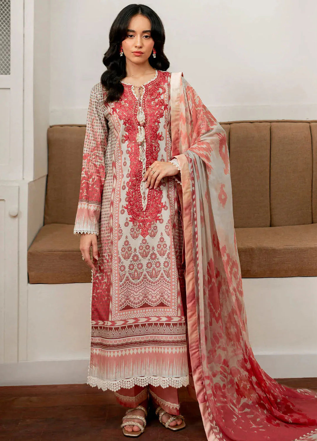 Selene By Roheenaz Embroidered Cambric Suit Unstitched 3 Piece RNZ24S RNP-05B Robin - Fall Collection