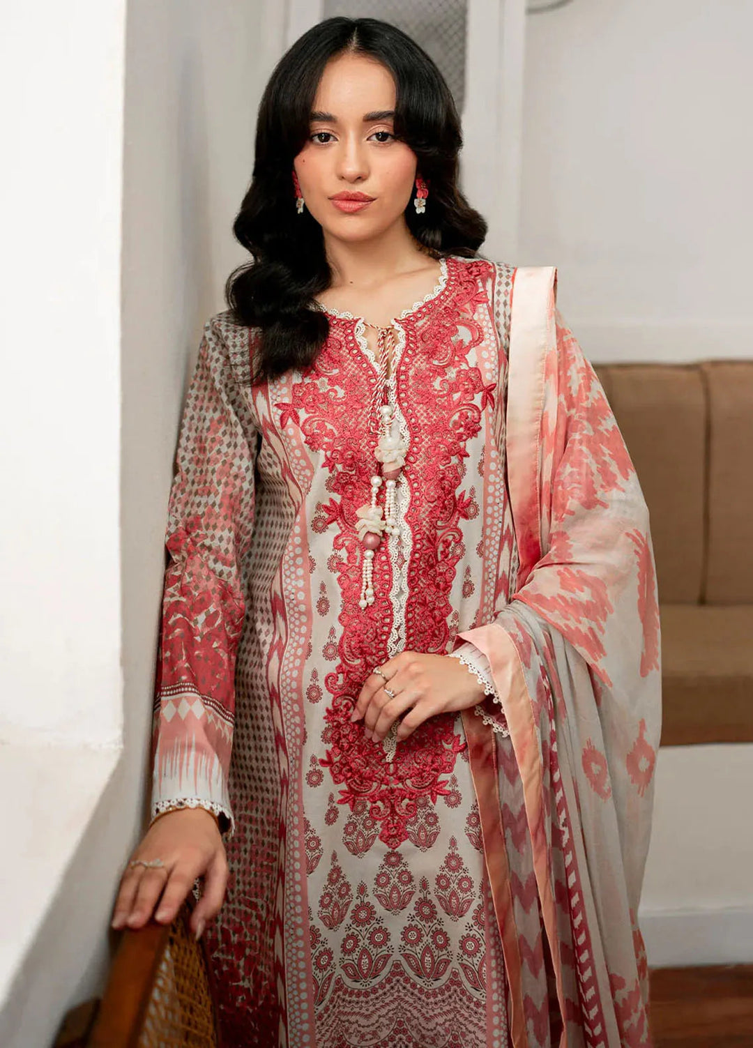 Selene By Roheenaz Embroidered Cambric Suit Unstitched 3 Piece RNZ24S RNP-05B Robin - Fall Collection
