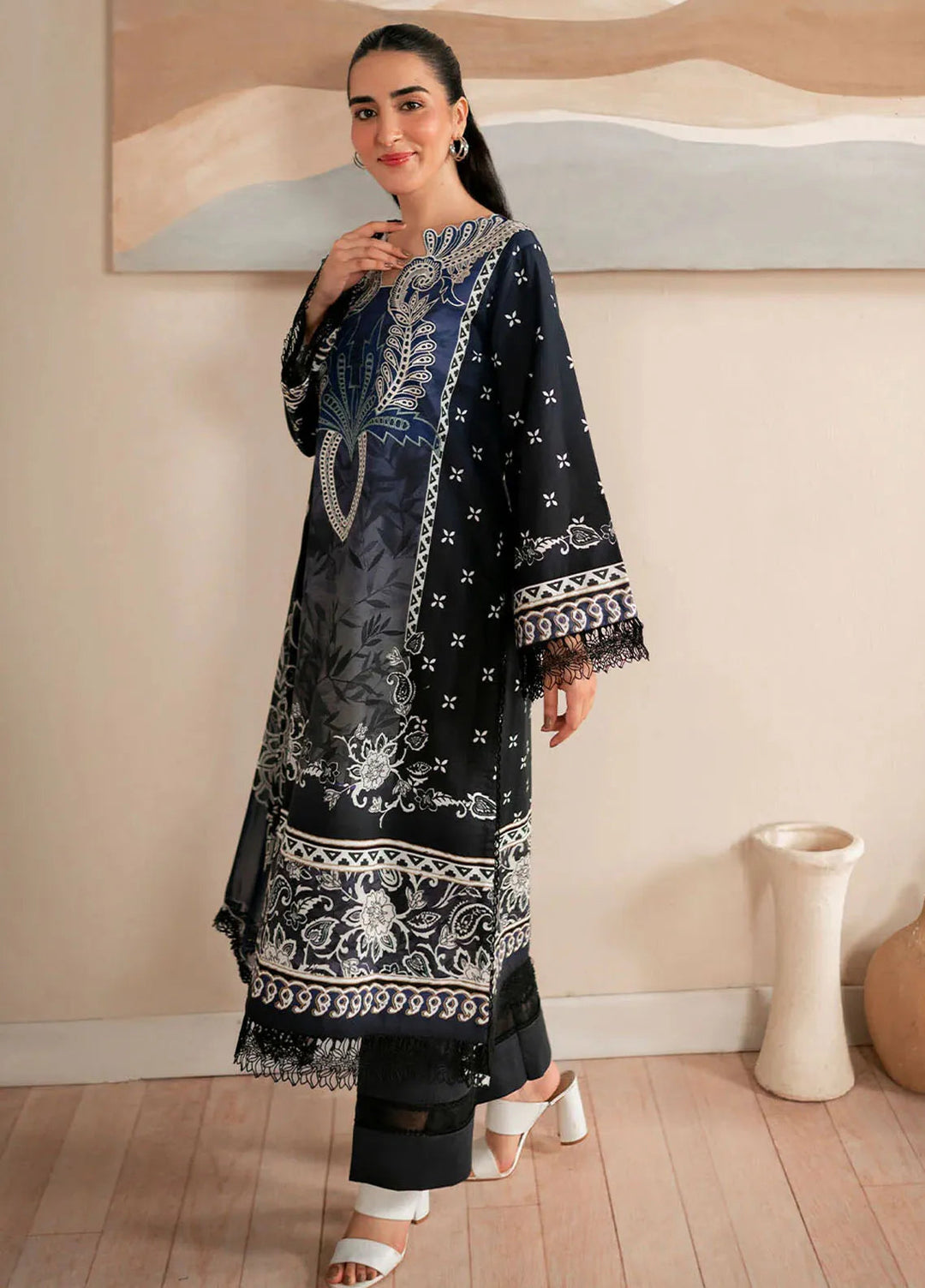 Selene By Roheenaz Embroidered Cambric Suit Unstitched 3 Piece RNZ24S RNP-06B Iris - Fall Collection