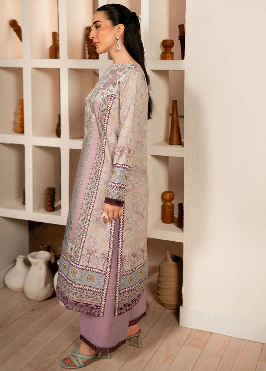 Selene By Roheenaz Embroidered Cambric Suit Unstitched 3 Piece RNZ24S RNP-07B Lavender - Fall Collection