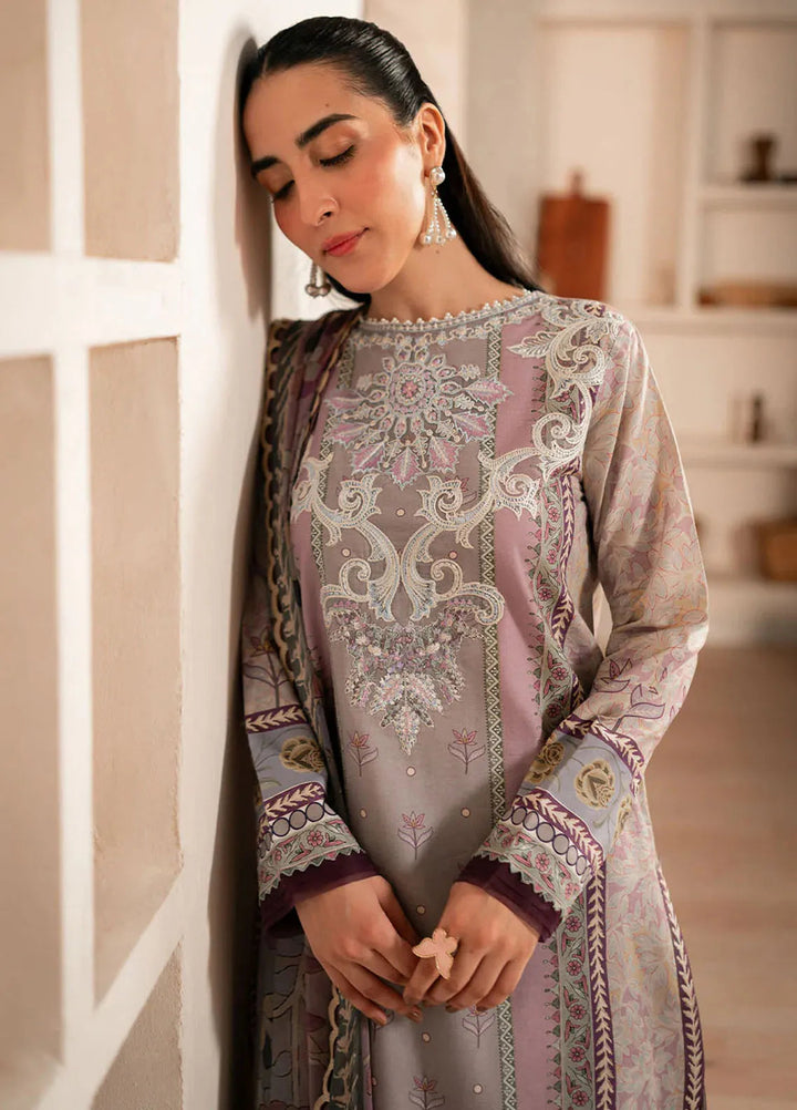 Selene By Roheenaz Embroidered Cambric Suit Unstitched 3 Piece RNZ24S RNP-07B Lavender - Fall Collection