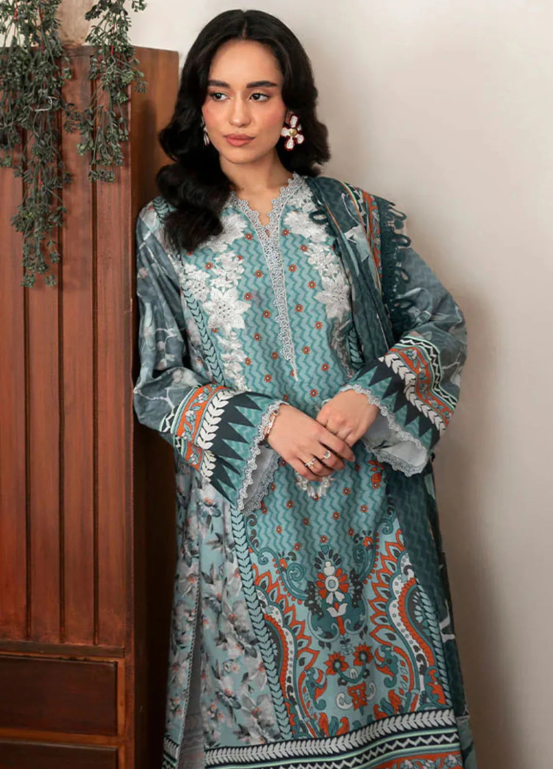 Selene By Roheenaz Embroidered Cambric Suit Unstitched 3 Piece RNZ24S RNP-08B Aurora - Fall Collection