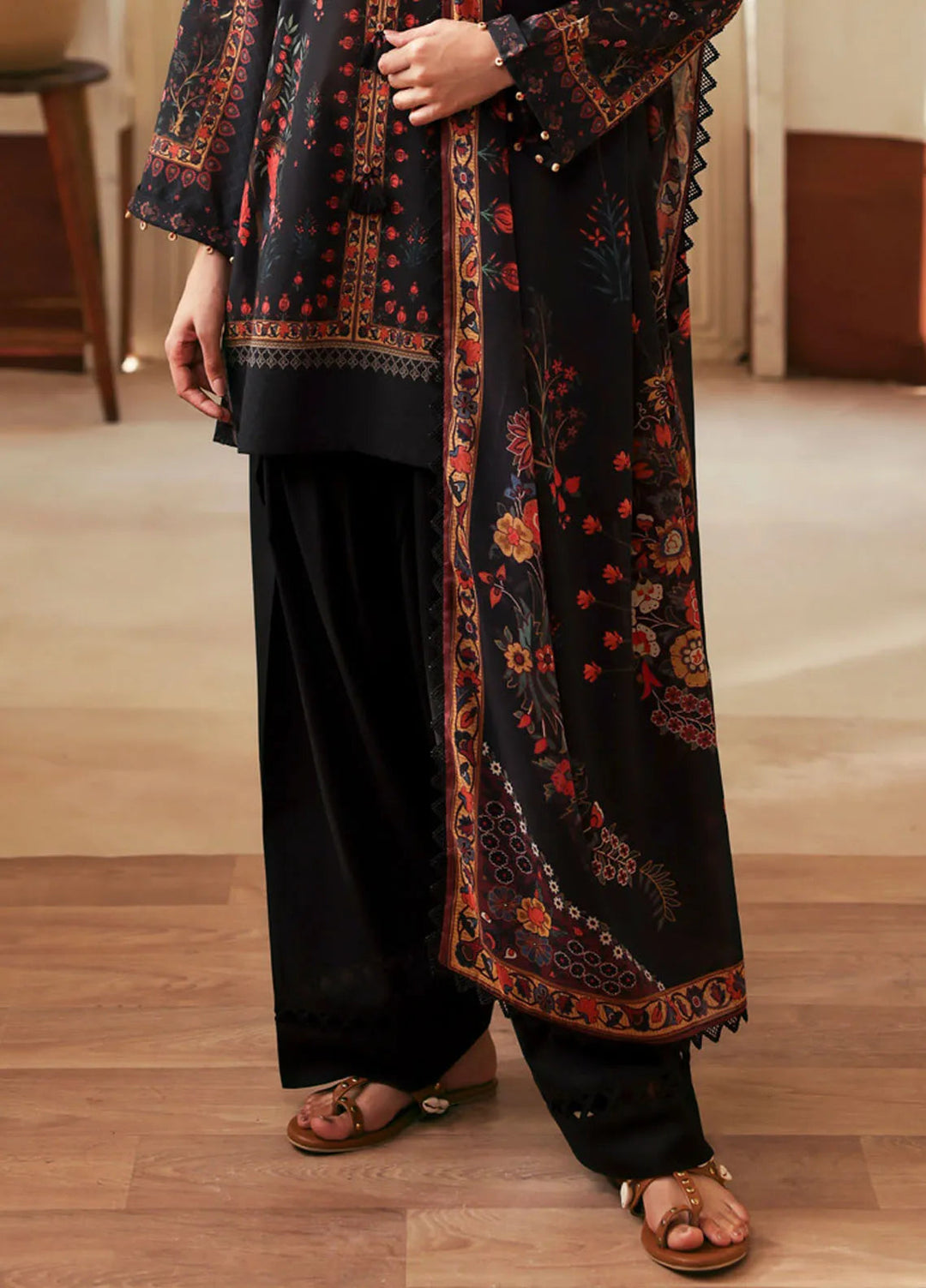 Selene by Sahar Printed Lawn Suits Unstitched 3 Piece SHR25S CL-V1-S25-06 Royal Noir - Summer Collection