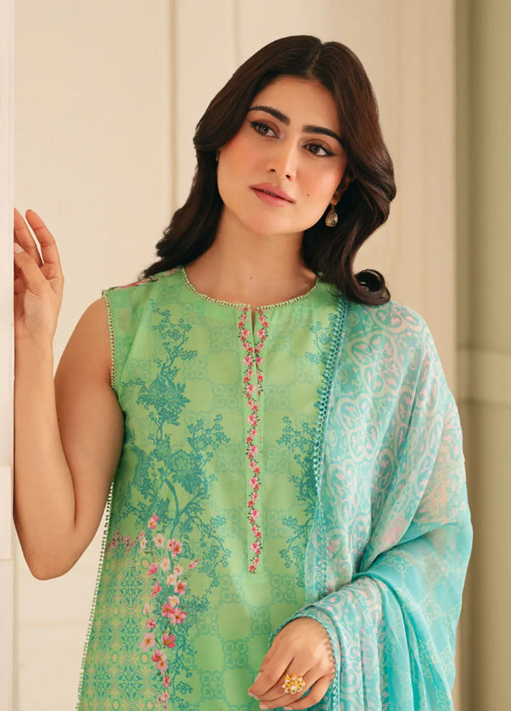 Selene by Sahar Printed Lawn Suits Unstitched 3 Piece SHR25S CL-V1-S25-11 Seafoam Garden - Summer Collection
