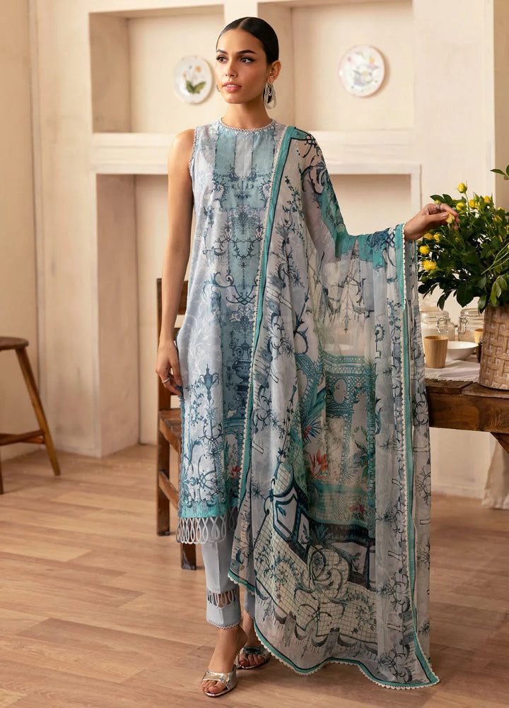Selene by Sahar Printed Lawn Suits Unstitched 3 Piece SHR25S CL-V1-S25-12 Silver Mist - Summer Collection