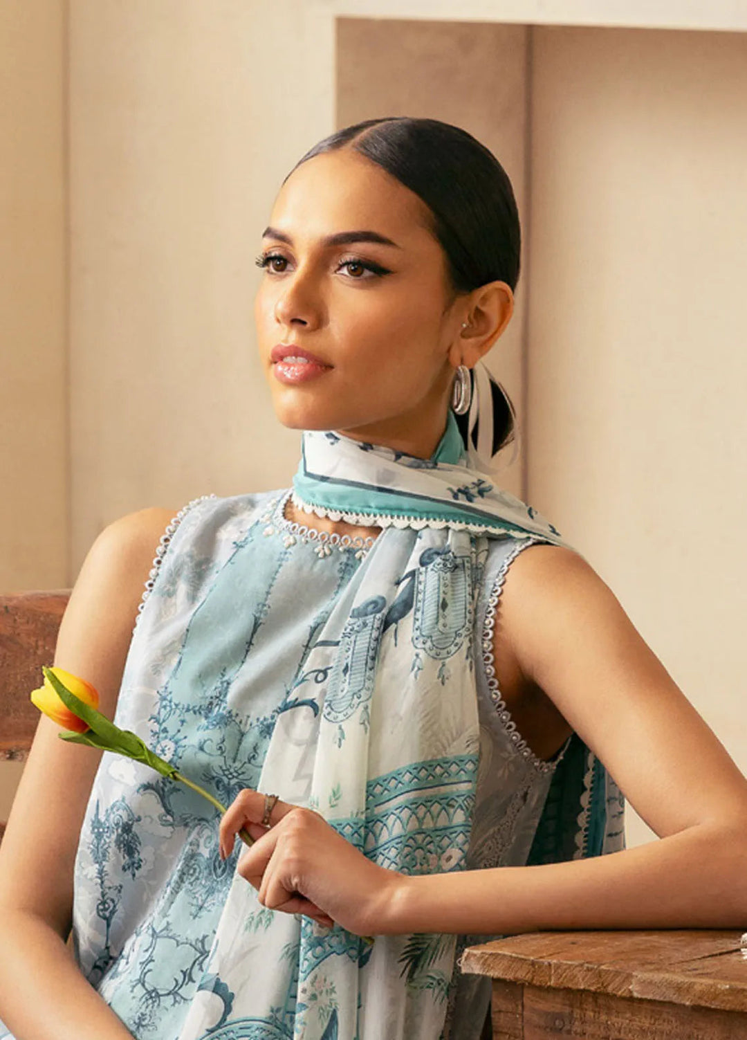 Selene by Sahar Printed Lawn Suits Unstitched 3 Piece SHR25S CL-V1-S25-12 Silver Mist - Summer Collection