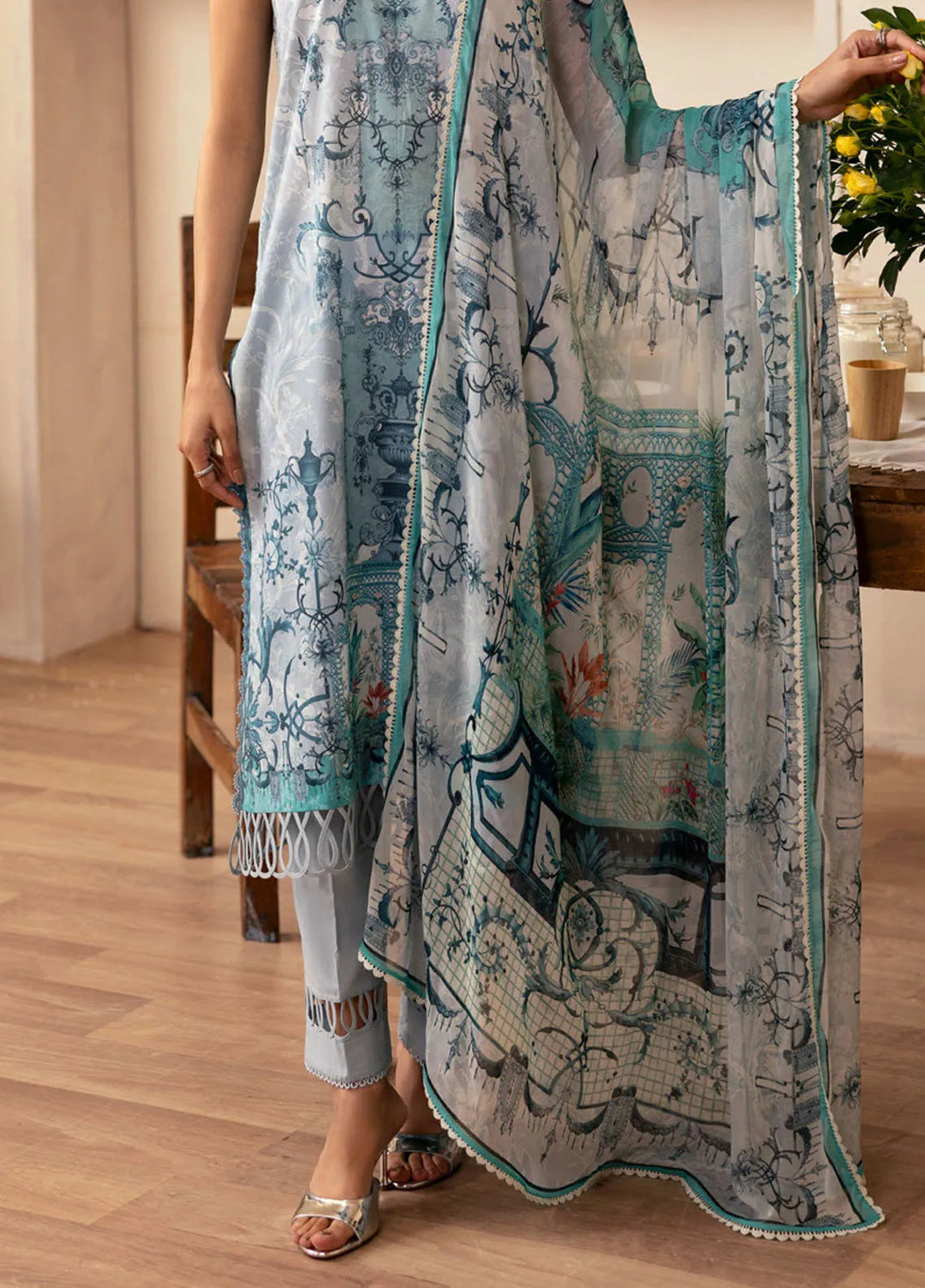 Selene by Sahar Printed Lawn Suits Unstitched 3 Piece SHR25S CL-V1-S25-12 Silver Mist - Summer Collection