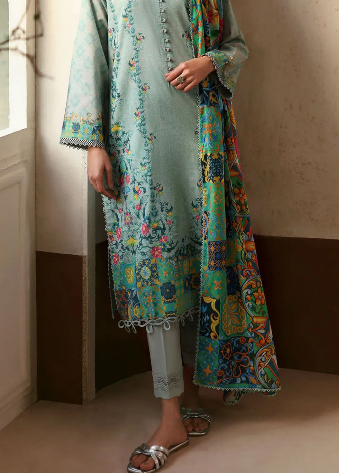 Selene by Sahar Printed Lawn Suits Unstitched 3 Piece SHR25S CL-V1-S25-13 Verdant Sicilia - Summer Collection