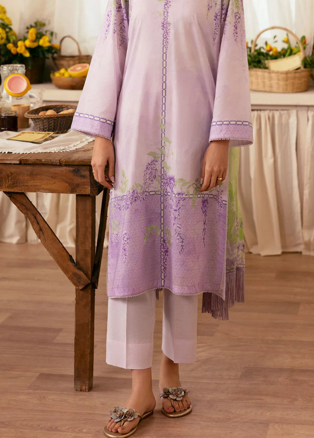 Selene by Sahar Printed Lawn Suits Unstitched 3 Piece SHR25S CL-V1-S25-14 Wisteria Grove - Summer Collection