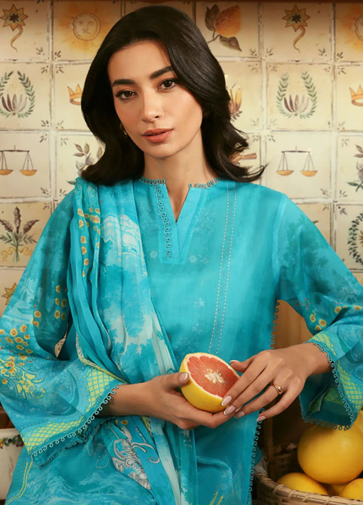 Selene by Sahar Printed Lawn Suits Unstitched 3 Piece SHR25S CL-V1-S25-15 Oceanic Petals - Summer Collection