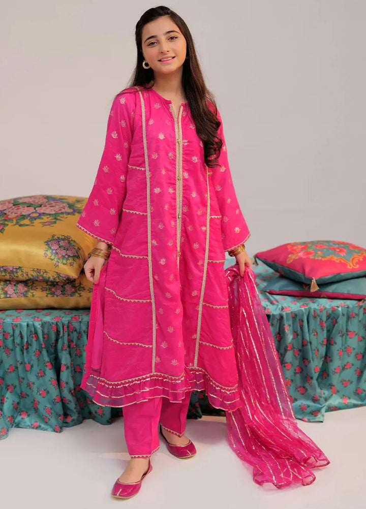 Senorita Banarsi Casual 3 Piece Suit for Girls -  GDD-02430-TPK-GLD