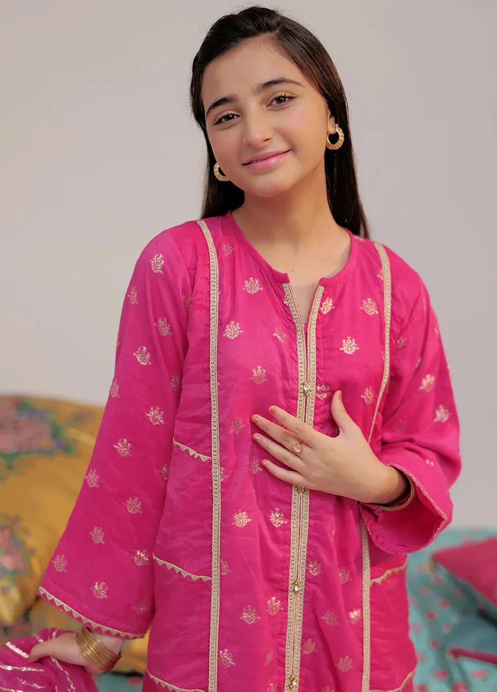 Senorita Banarsi Casual 3 Piece Suit for Girls -  GDD-02430-TPK-GLD