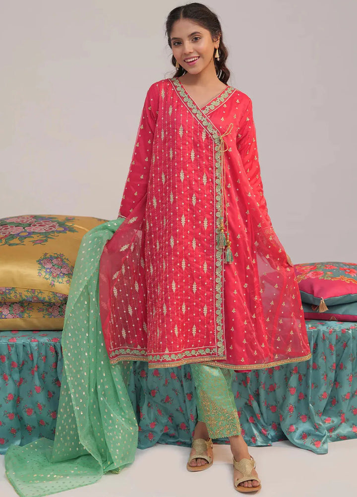 Senorita Banarsi Casual 3 Piece Suit for Girls -  GDD-02431-PCH-SGN