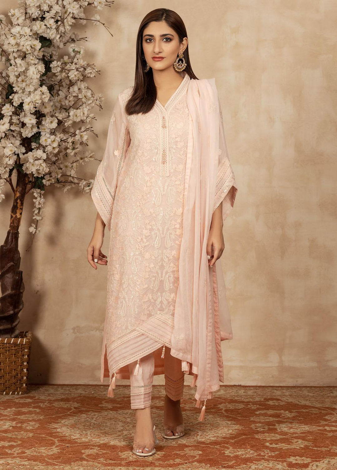 Senorita By Shamooz Embroidered Chiffon Suits Unstitched 3 Piece SHM23S SU-059 - Luxury Collection