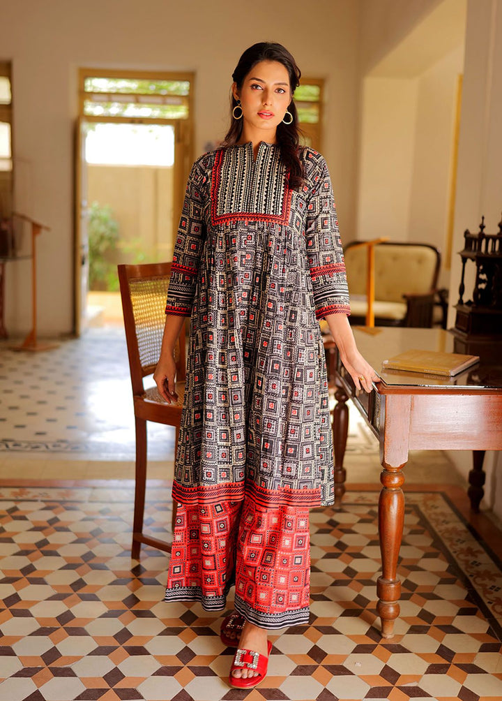 Senorita Cotton Casual 2 Piece Suit for Girls -  LAC-02165-BLK/RED